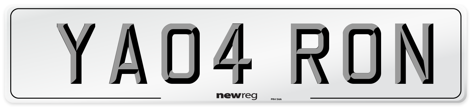 YA04 RON Number Plate from New Reg